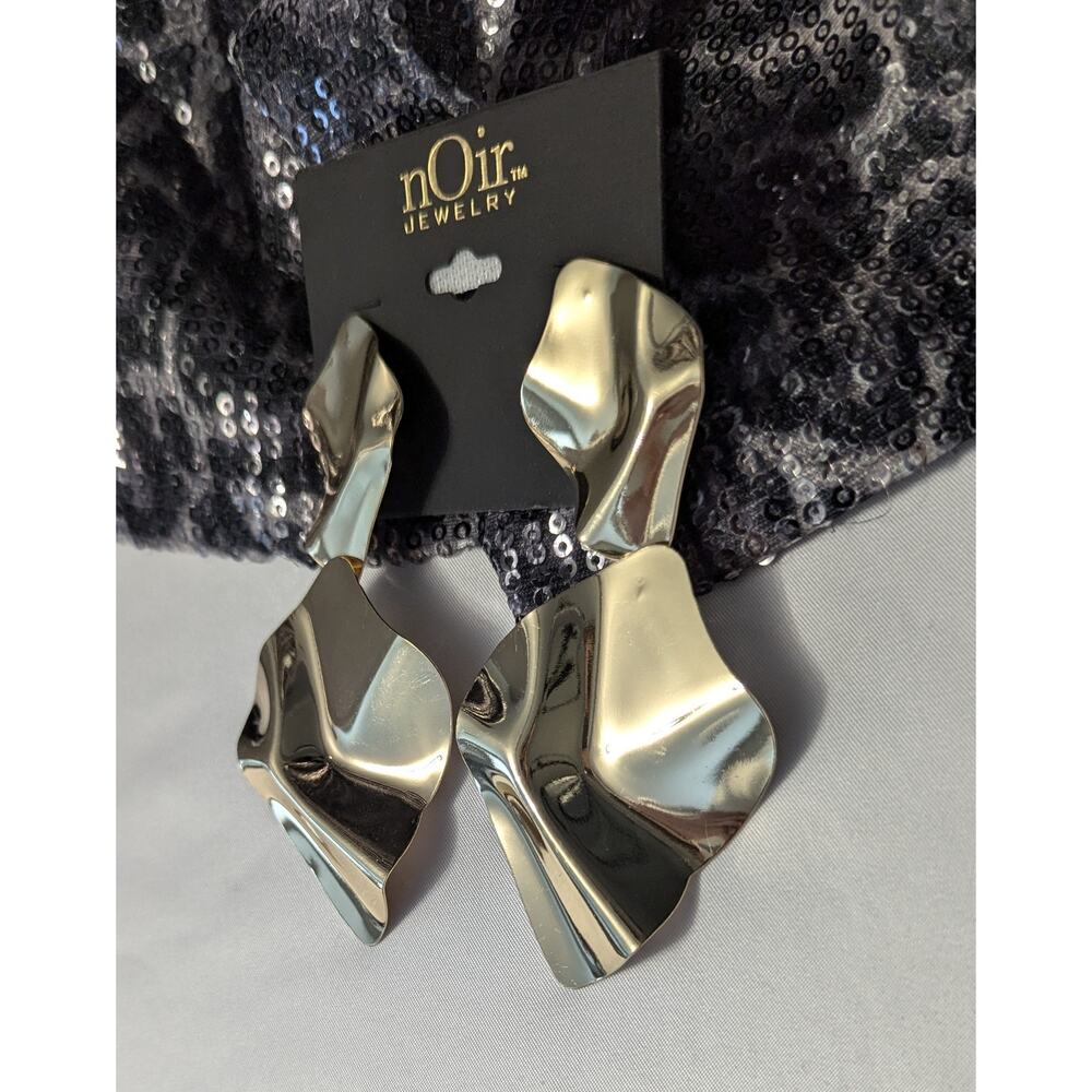 nOir Gold Toned Abstract Dangle Earrings - Picture 2 of 5